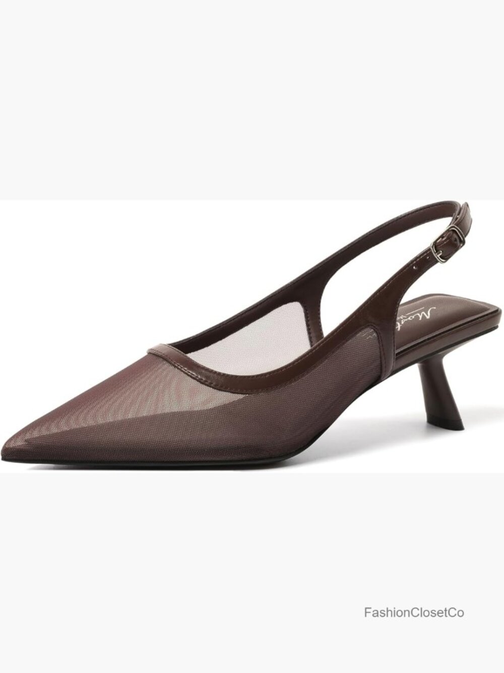 Pointed Toe Kitten Heel Pumps with Buckle Slingback Dress Shoes for Work Party